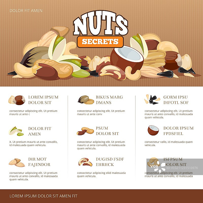 天然混合坚果宣传册设计模板图片素材