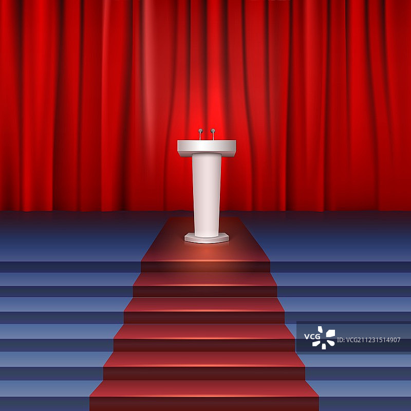 红色幕布和楼梯场景图片素材