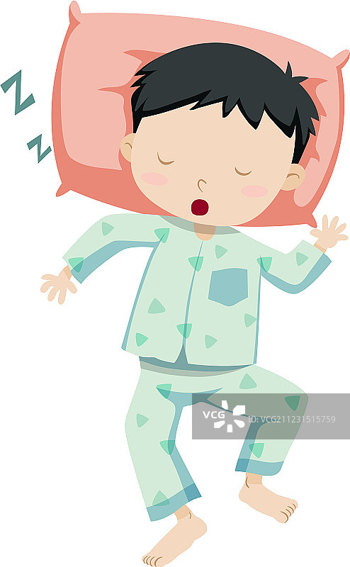 穿着睡衣的小男孩正在睡觉图片素材