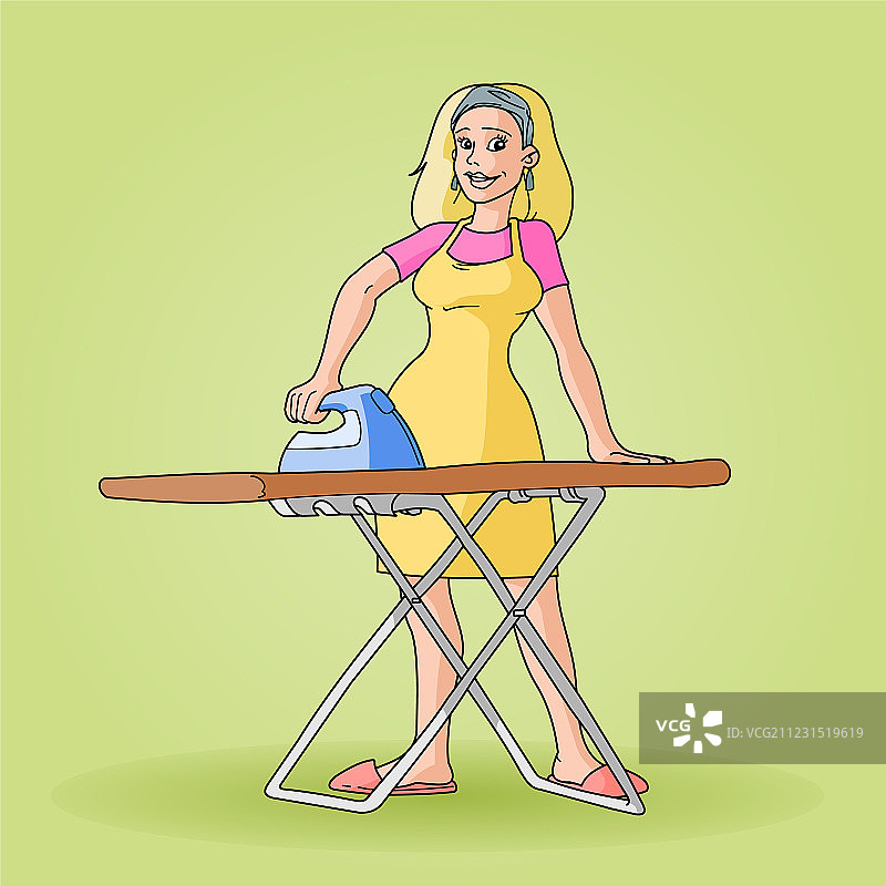 熨烫剪贴画的家庭主妇图片素材