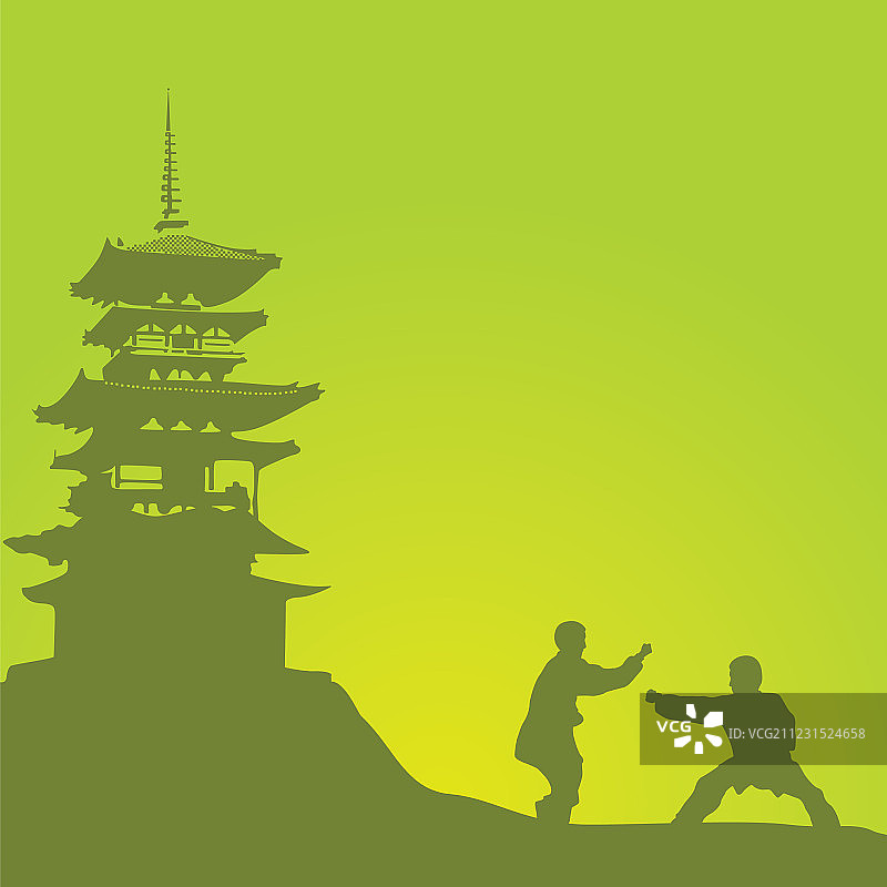 两名男子正在进行功夫对决图片素材