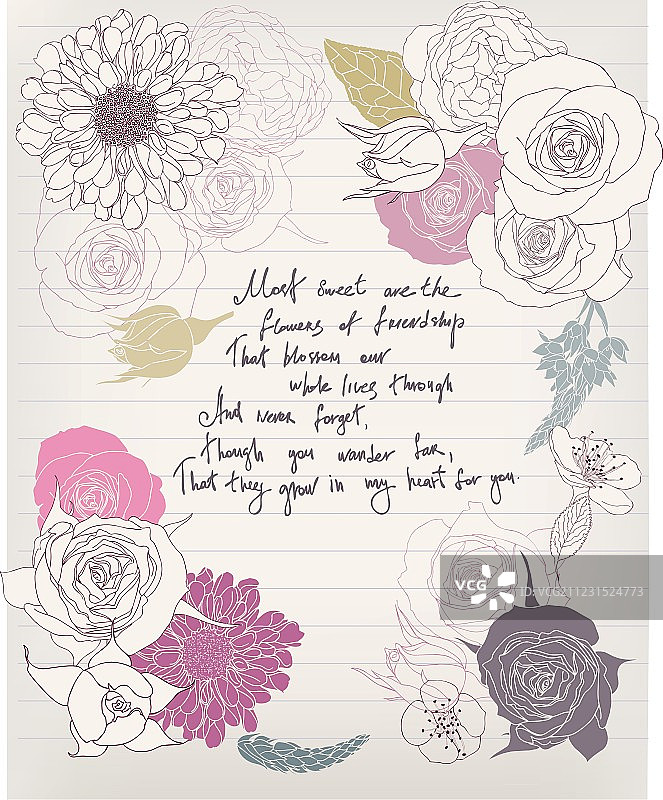 复古风鲜花明信片图片素材