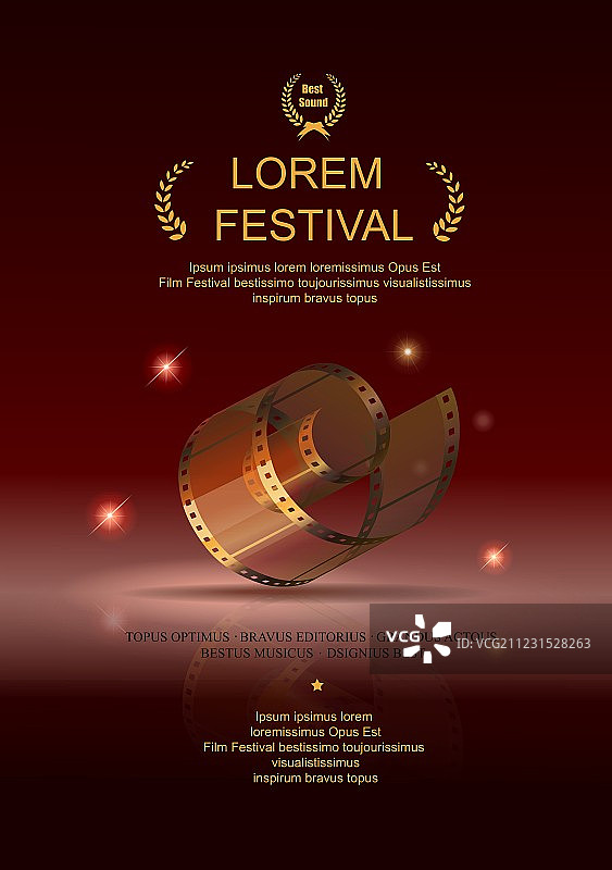 35毫米相机胶卷金色电影节海报图片素材