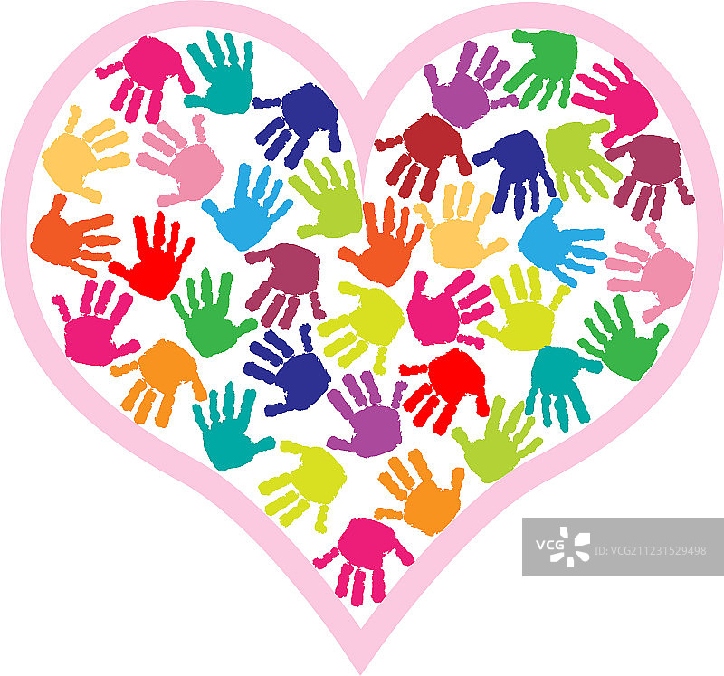 孩子们在心中留下手印图片素材