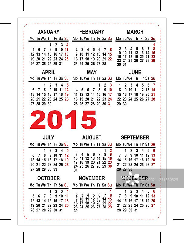 2015年袖珍日历图片素材