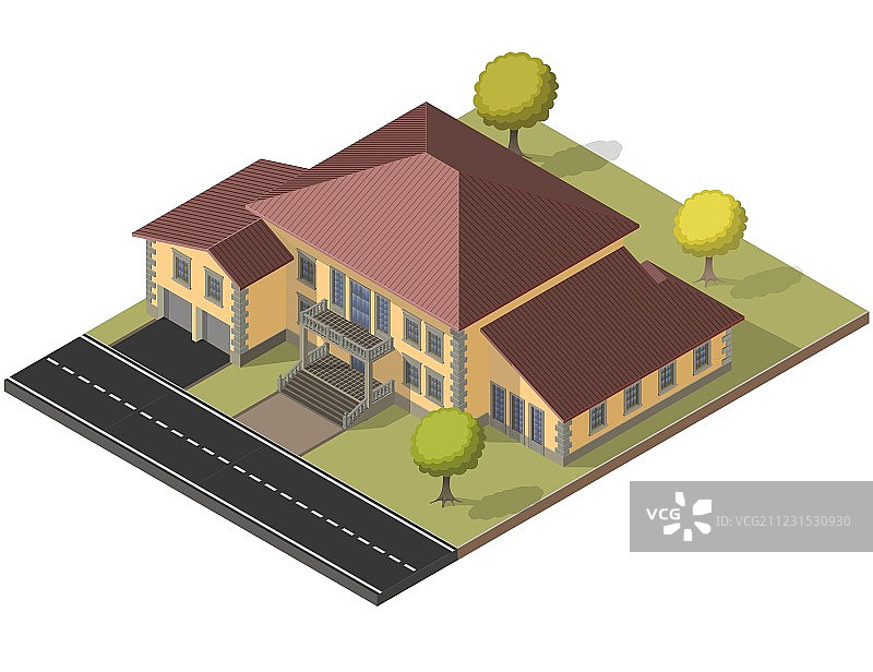 2.5D别墅建筑图片素材