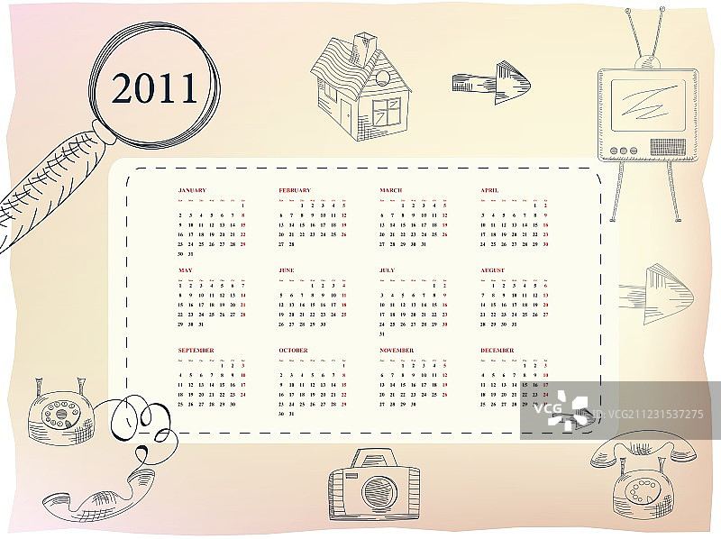 2011年日历模板图片素材