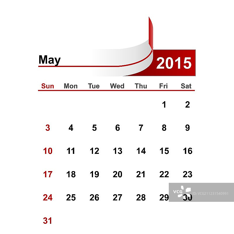 简约2015年5月日历图片素材