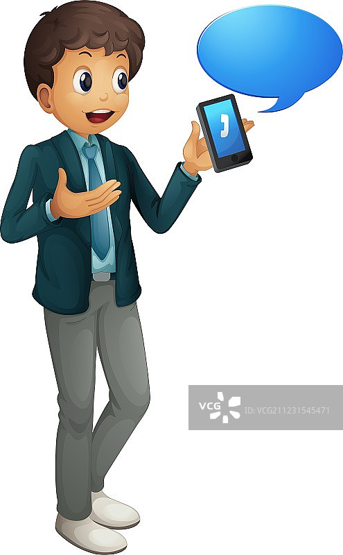 男孩和手机图片素材