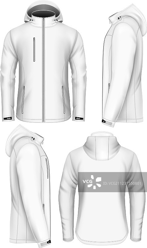 男士带帽软壳夹克设计模板图片素材
