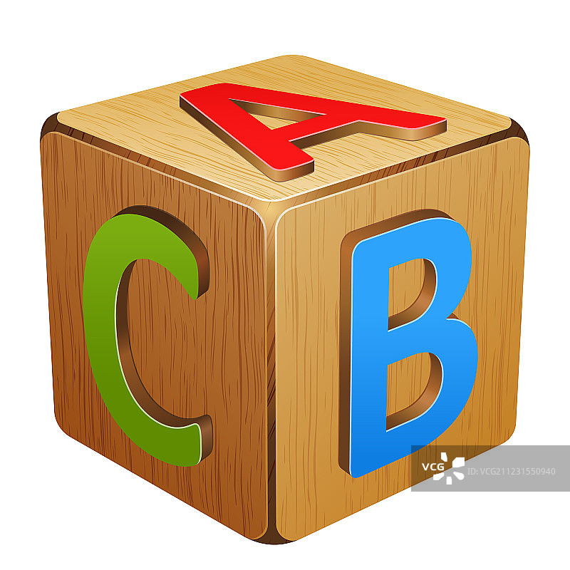 带有字母ABC的木制方块图片素材