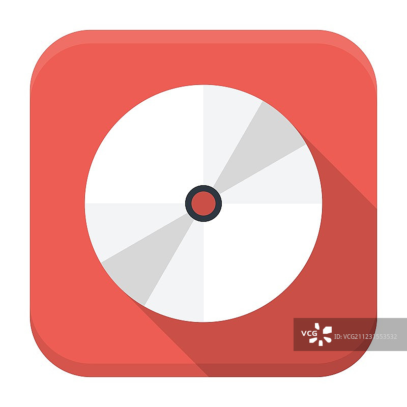CD光盘扁平APP图标，带长阴影图片素材