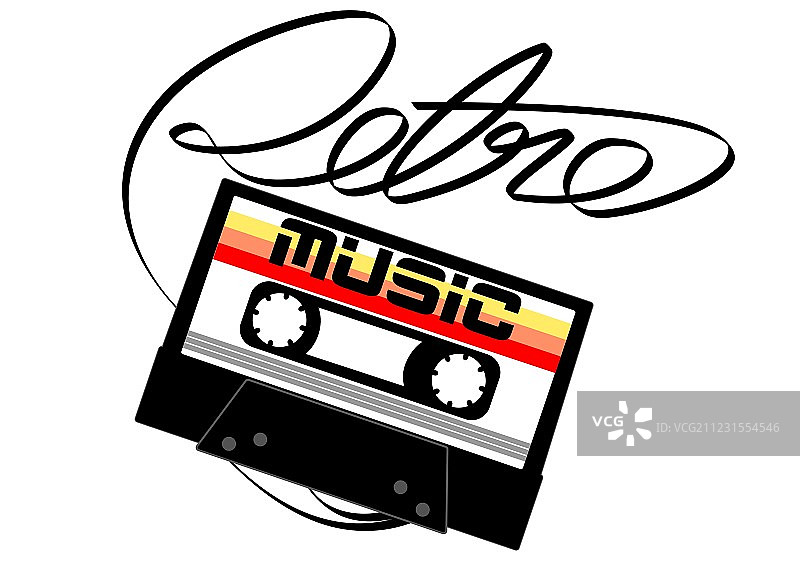 白色背景上的盒式磁带复古音乐图片素材