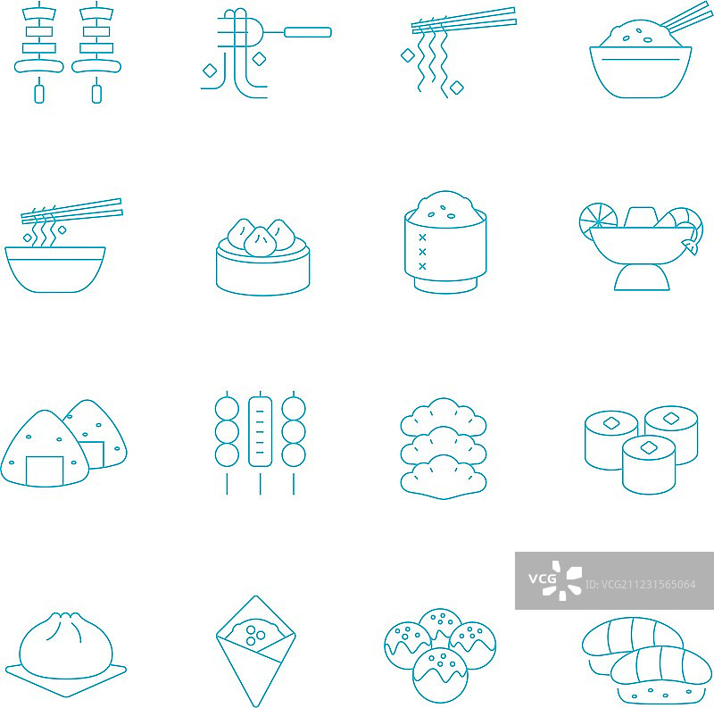 细线图标集 - 东方美食图片素材