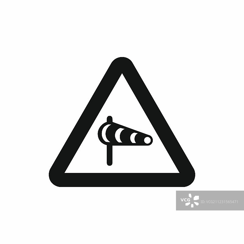 来自左侧图标的侧风警告标志图片素材