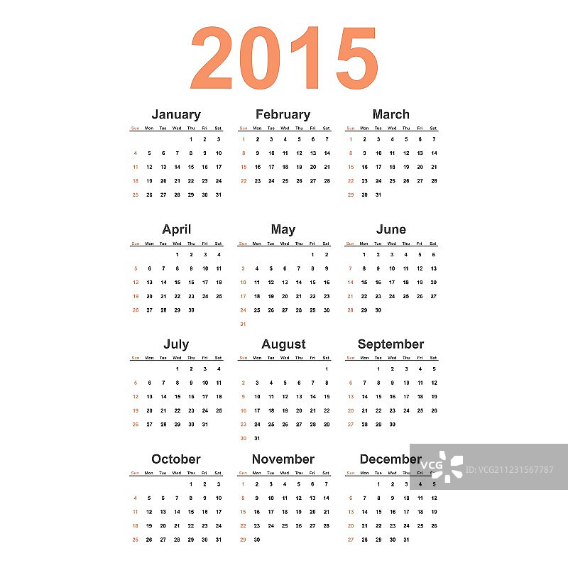 2015年简约日历图片素材