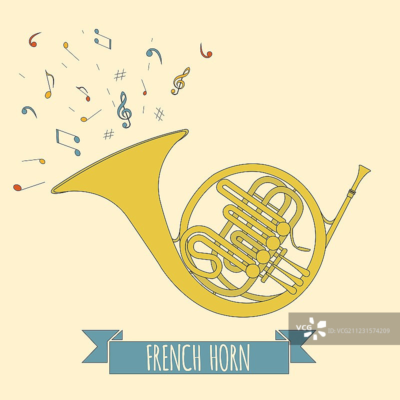 法国号乐器图形模板图片素材