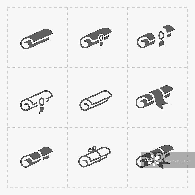 带有白色丝带的卷轴图标图片素材