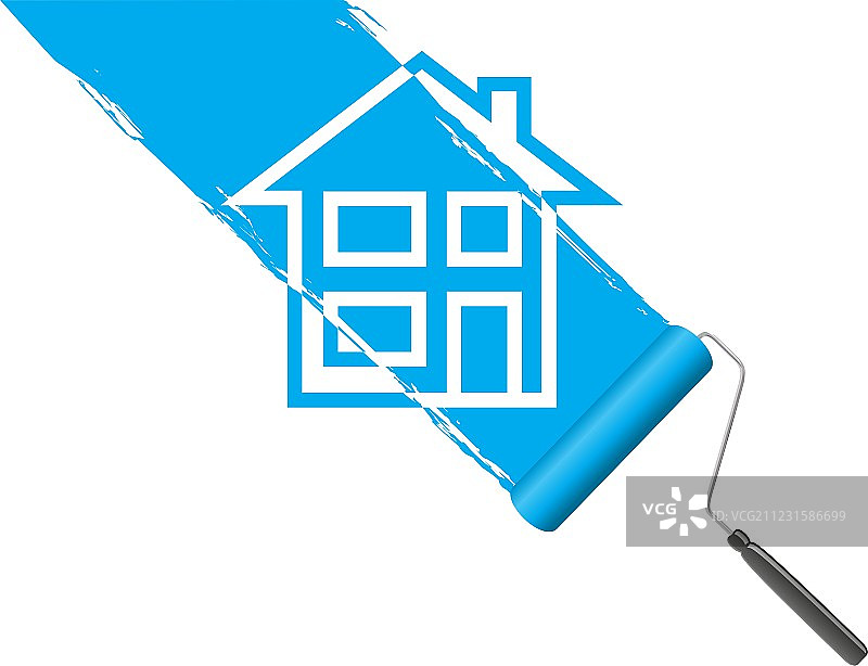 蓝色油漆滚筒图片素材