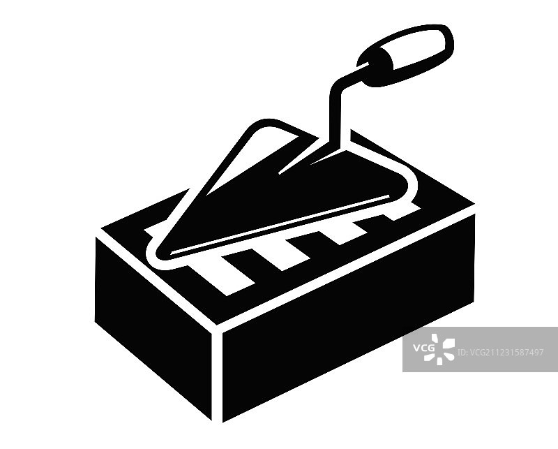泥刀和砖块图标图片素材