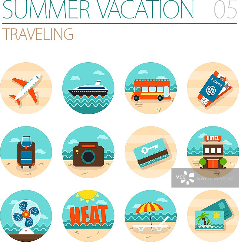 旅行图标集：夏季假期图片素材