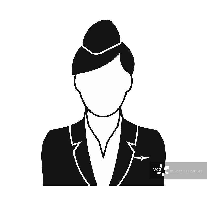 女乘务员黑色简约图标图片素材