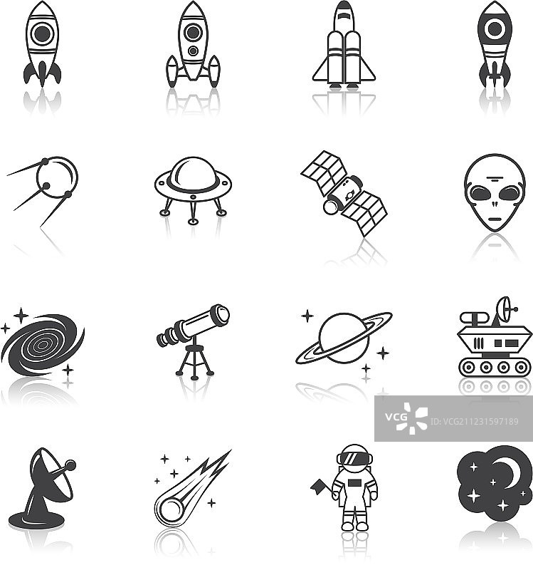 太空线性图标集图片素材