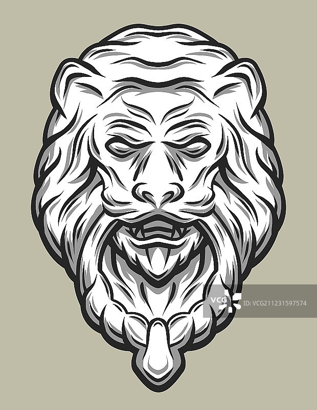 狮子头门环线条艺术风格图片素材