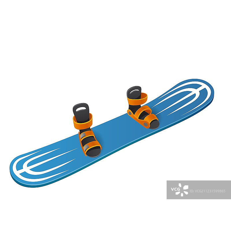白色背景上的蓝色滑雪板图片素材