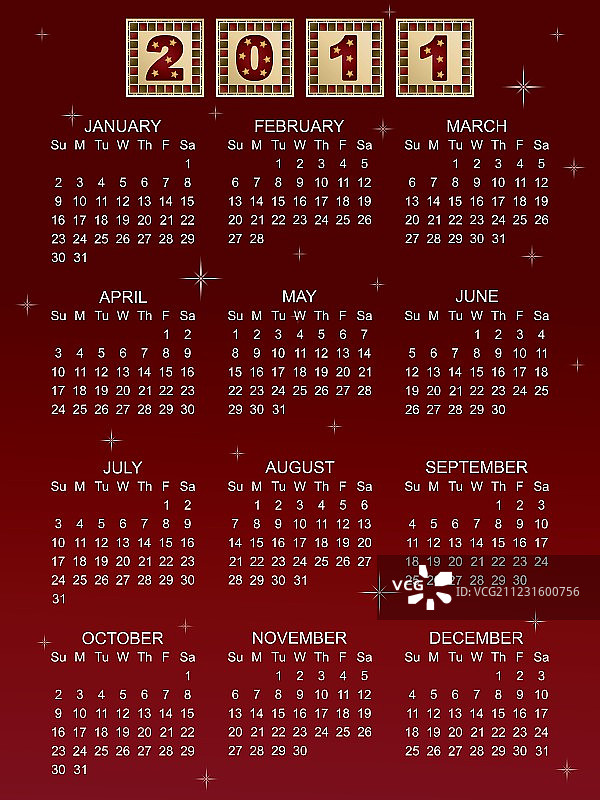 2011年日历图片素材