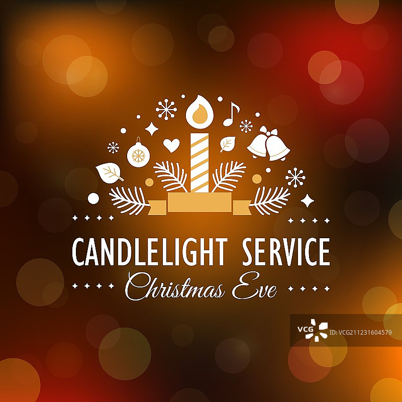 圣诞节前夕烛光服务邀请函图片素材