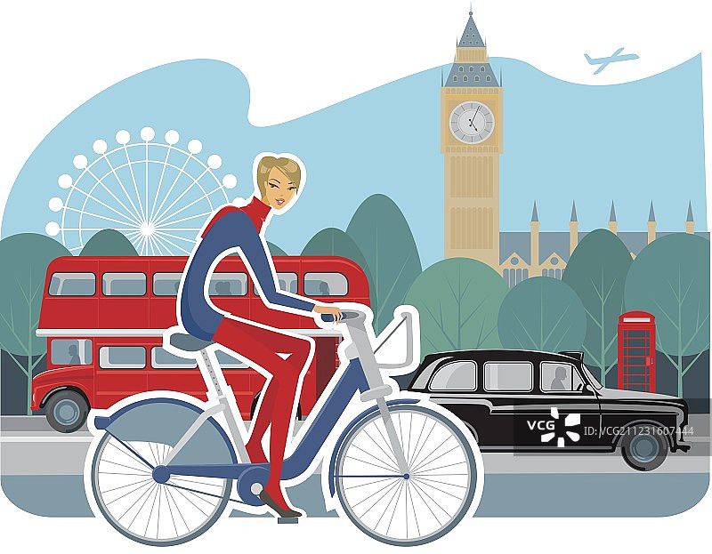 骑自行车的女孩图片素材