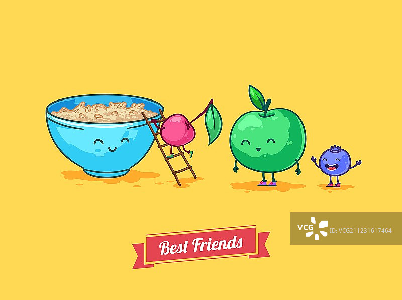 有趣的卡通水果饮食粥图片素材