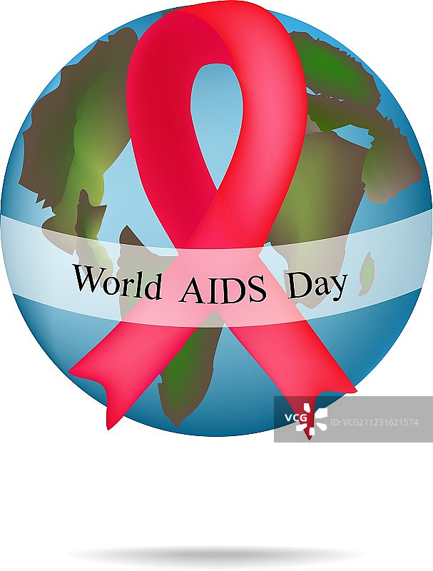 带有红色丝带的世界艾滋病日地球图片素材