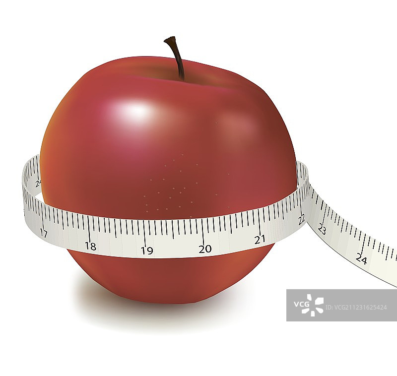 红苹果用米尺测量图片素材