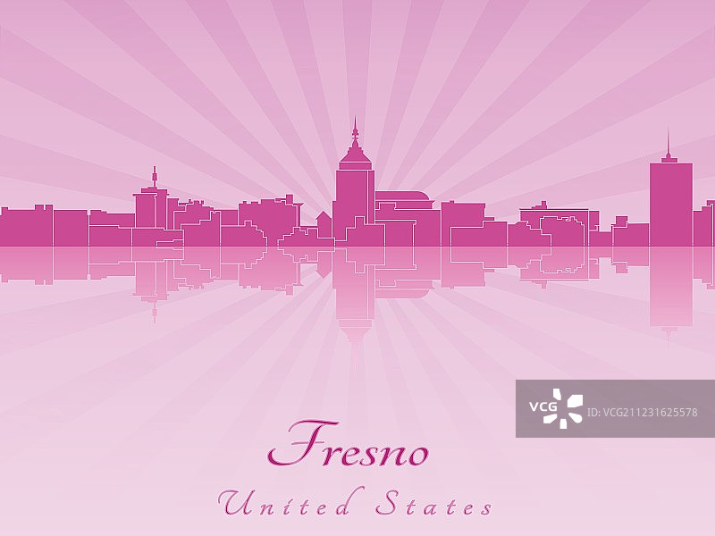 辐射兰花色调下的弗雷斯诺天际线图片素材