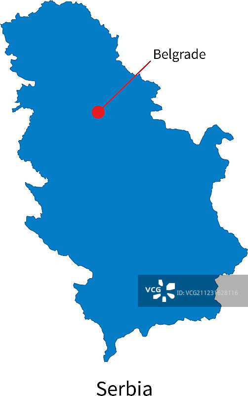 塞尔维亚及首都贝尔格莱德详细地图图片素材