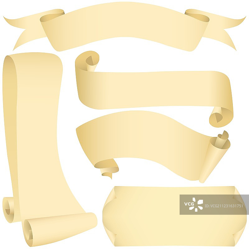 复古横幅和卷轴套装图片素材