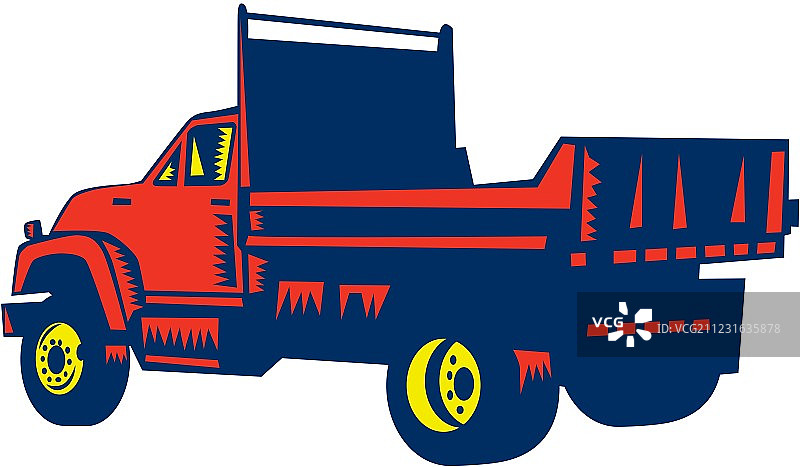 平板卡车木刻图片素材