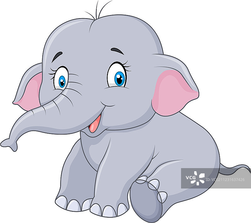 卡通小象孤立坐着图片素材