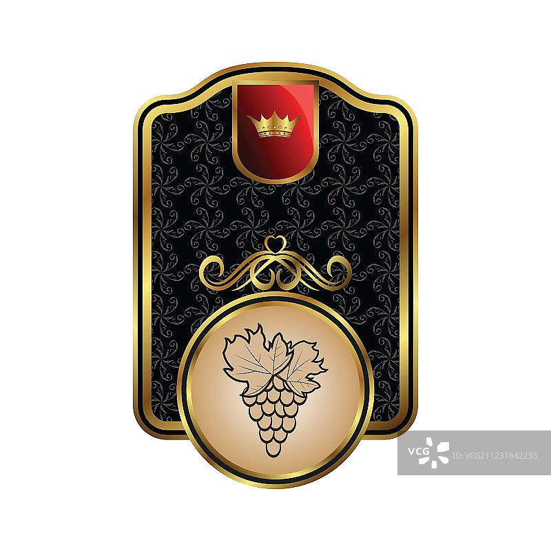 葡萄酒包装金色标签图片素材