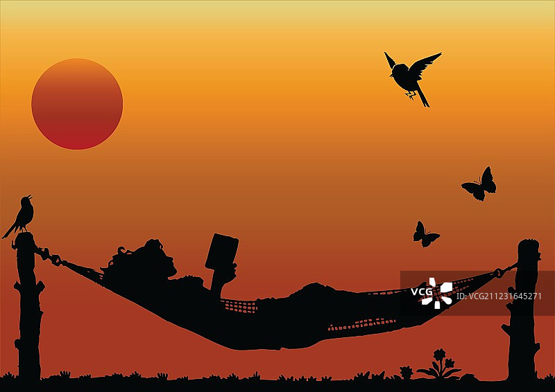 阳光下的吊床图片素材