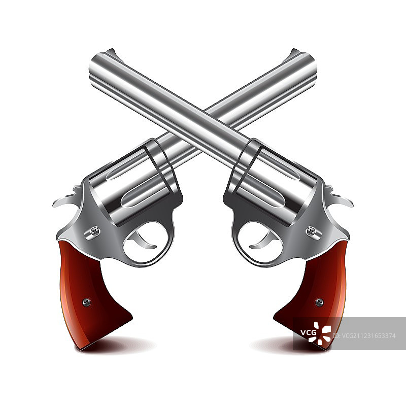 白色背景上的交叉枪支图片素材
