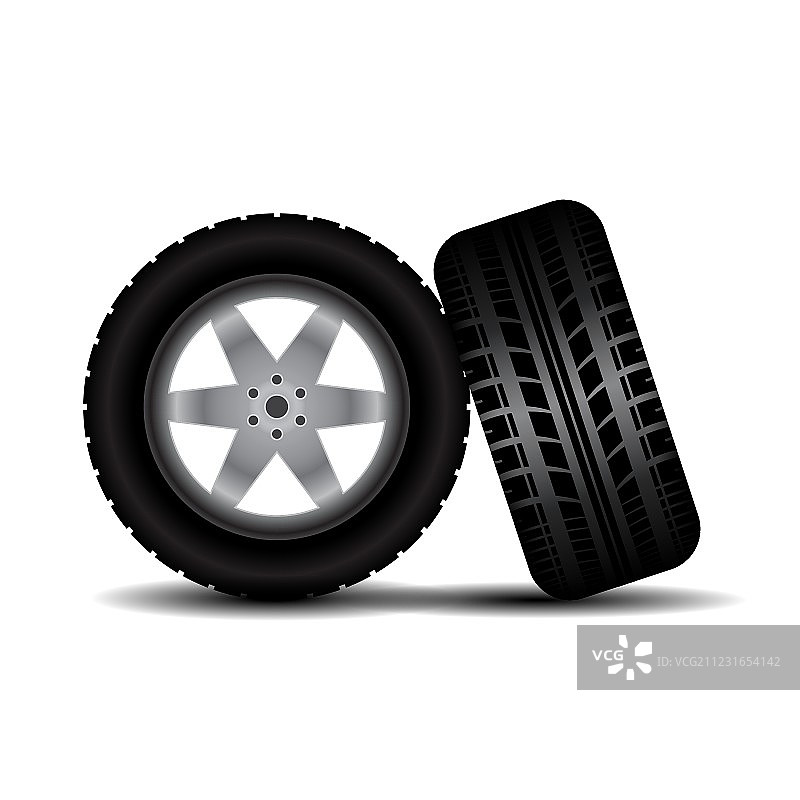 带车轮和阴影的汽车轮胎图片素材