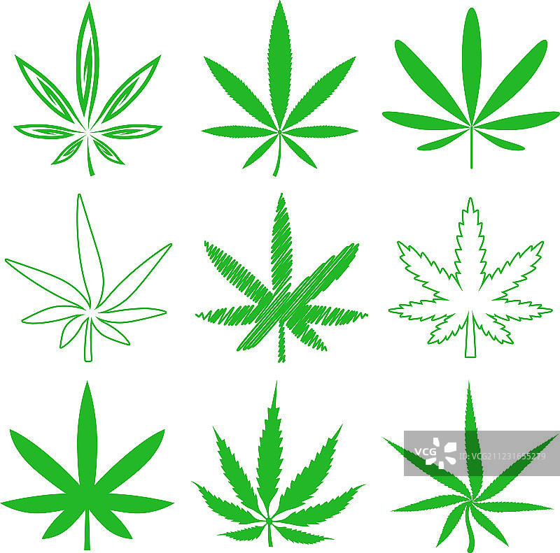 医用大麻或大麻图标集图片素材