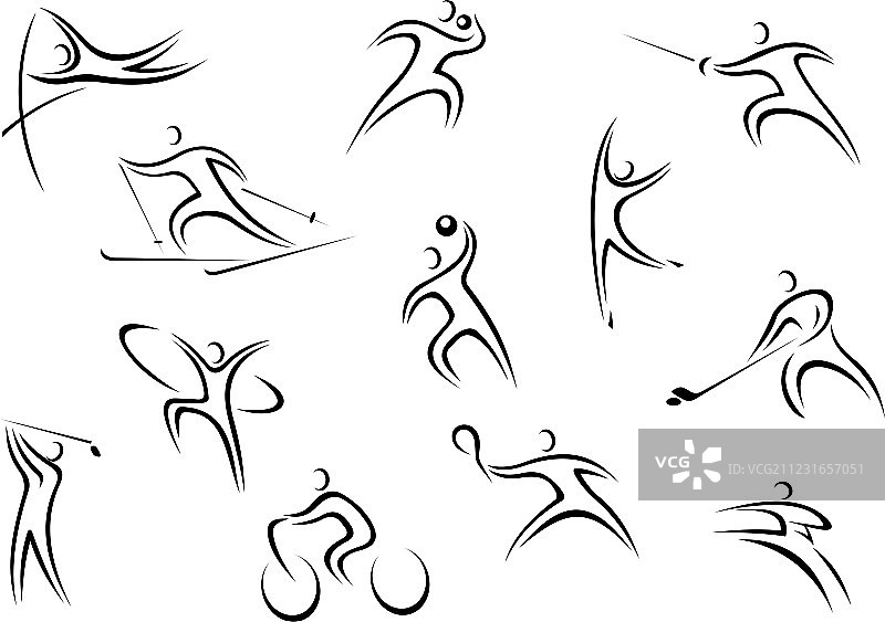 运动员角色简笔画合集图片素材