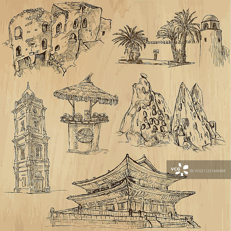 手绘建筑图片素材