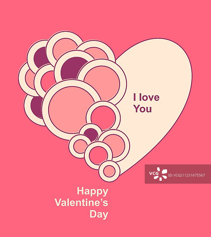 心形圆圈情人节贺卡图片素材