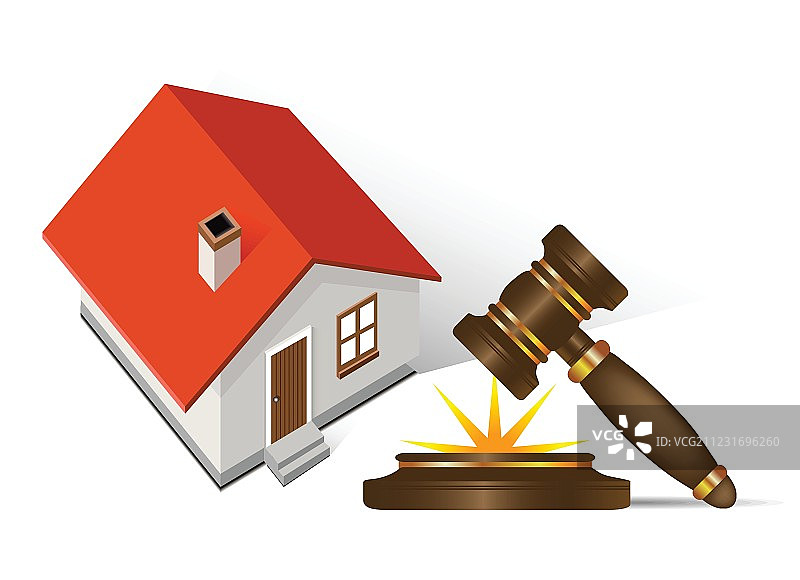 房屋与法槌房地产图片素材
