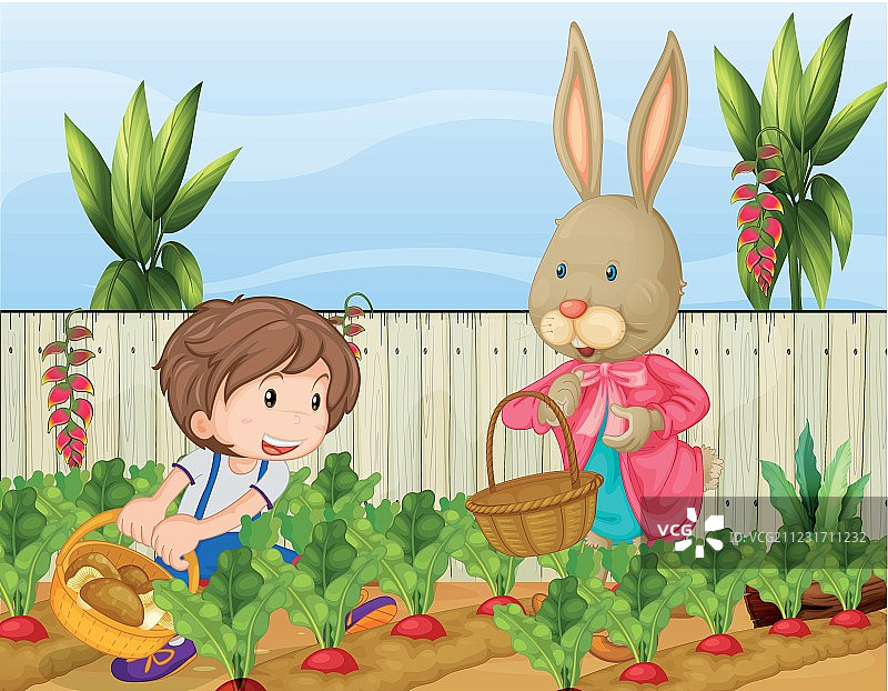 园丁和兔子图片素材